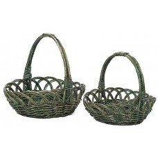 Καλάθια Κάβας Ψάθινα Πράσινα Σετ 2τμχ 44x34x(Y)14/34cm | kipogeorgiki.live