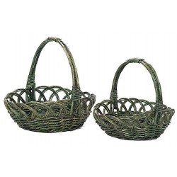 Καλάθια Κάβας Ψάθινα Πράσινα Σετ 2τμχ 44x34x(Y)14/34cm | kipogeorgiki.live