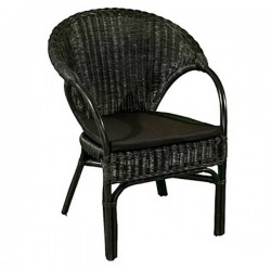 Πολυθρόνα Κήπου Bamboo BISTROT Μαύρη 60x60x83cm & Μαξιλάρι