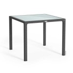 Τετράγωνα Ανθρακί Τραπέζια 90x90x(Υ)75cm Γυάλινης Επιφάνειας