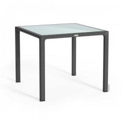 Τετράγωνα Ανθρακί Τραπέζια 90x90x(Υ)75cm Γυάλινης Επιφάνειας