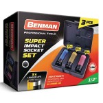 1/2" Drive 6-Point Impact Deep Socket 3pcs Benman 71071 1/2" Drive 6-Point Super Impact Deep Socket Set of 3pcs 17, 19, 21mm Benman 71071 - Deep Sockets