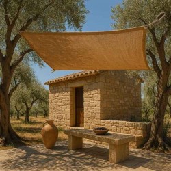 Τετράγωνο Πανί Σκίασης Γιούτα 3,6x3,6m 420gsm - Φυσική – Τετράγωνα Πανιά Σκιάς Γιούτας