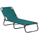 Metallic Sun Lounger Folding Green Canvas 55x185(H)27cm - Metallic Sun Loungers Metallic Sun Lounger Folding Green Canvas 55x185(H)27cm