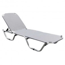 Sun Lounger Stackable Textilene 2x1 Grey 191x60x(H)30/81cm