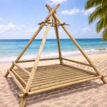 Wooden Beach Cabana with Bed 300x300cm-Pressure Treated Timber - Wooden Sun Loungers