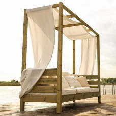 Bench With Canopy 70x200x(H)180cm-Pine - Outdoor Beach Beds & Benches