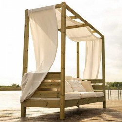 Bench With Canopy 70x200x(H)180cm-Pine - Outdoor Beach Beds & Benches