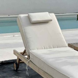 Beach-Pool Sun Lounger Cushion with Headrest 15(H)x200x65cm - Sun Lounger Cushions