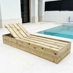 Ξύλινη Επαγγελματική Ξαπλώστρα Παραλίας 205x69,5x29cm Μασίφ Ξύλου - Ξύλινες Ξαπλώστρες