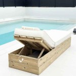 Ξύλινη Επαγγελματική Ξαπλώστρα Παραλίας 205x69,5x29cm Μασίφ Ξύλου - Ξύλινες Ξαπλώστρες