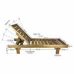 Sun Lounger Wooden 200x61x(H)33/100cm Board 21mm Heavy-Duty