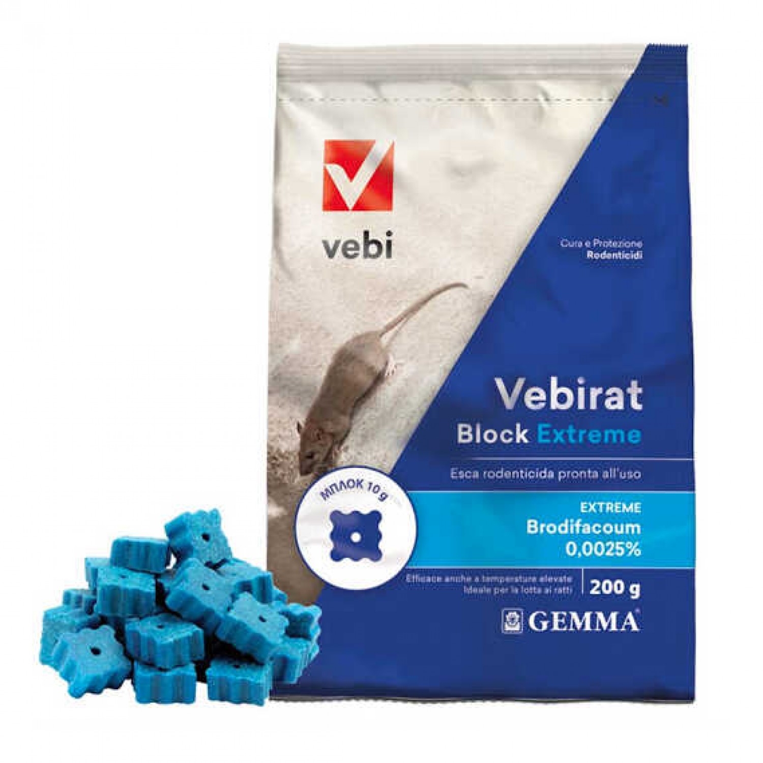 Vebirat Block Rodenticide 200 g Gemma Vebirat Block Rodenticide 200 g Gemma