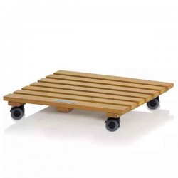 PALO Natural Wood Square Rolling Coaster 28x28cm LECHUZA - Rolling Coasters for Pots & Planters