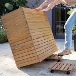 PALO Natural Wood Square Rolling Coaster 28x28cm LECHUZA - Rolling Coasters for Pots & Planters