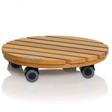 PALO Natural Wood Round Rolling Coaster D30cm LECHUZA - Rolling Coasters for Pots & Planters