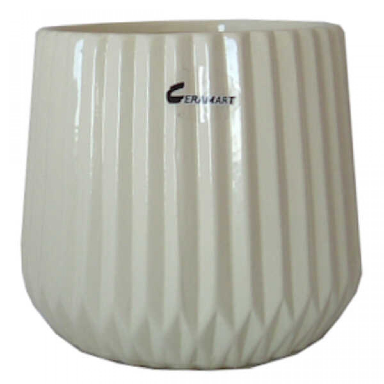 Clay Plant Pot-Cachepot Vertical RIGA Cream-05 Ø15x(H)13cm