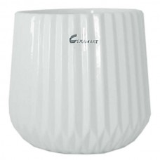 Clay Plant Pot-Cachepot Vertical RIGA White-07 Ø15x(H)13cm
