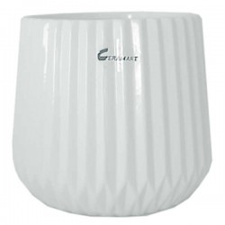 Clay Plant Pot-Cachepot Vertical RIGA White-07 Ø15x(H)13cm