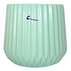 Clay Plant Pot-Cachepot Vertical RIGA Green Light-19 Ø15x(H)13cm