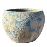 Clay Glazed Pot Beige-Light Blue D26x19cm by CERAMART Ceramic Glazed Pot Beige-Light Blue D26x19cm by CERAMART - Round Glazed Clay Pots