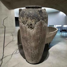 Ceramic Glazed Pot-Vase Beige D56x120cm by CERAMART - Round Glazed Clay Pots