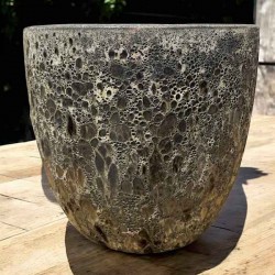Γυαλωμένη Πήλινη Γλάστρα Γκρι Σκούρο Δ22x20cm CERAMART - Στρογγυλές Πήλινες Γυαλωμένες Γλάστρες
