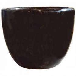 Γυαλωμένη Πήλινη Γλάστρα Μαύρη Δ38x31cm CERAMART - Στρογγυλές Πήλινες Γυαλωμένες Γλάστρες