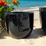 Ceramic Glazed Pot Black D38x31cm by CERAMART Ceramic Glazed Pot Black D38x31cm by CERAMART - Round Glazed Clay Pots