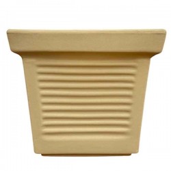 Γλάστρα Μπεζ 36x36x33cm Πλαστική ROMAN CLASSIC Kenzi - Τετράγωνες Πλαστικές Γλάστρες
