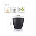 LECHUZA Cachepot DECO 14 Slate Ø15x13.7cm Plastic Planter - Round Planters-Cachepots
