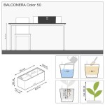 BALCONERA Color 50 Light Grey 50x19x19cm LECHUZA Self-Watering Planter & Window Box - Automatic Watering Planters