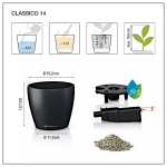 CLASSICO Color 14 Λευκή Ø15x13,5cm Στρογγυλή Αυτοποτιζόμενη Γλάστρα & Κασπώ LECHUZA - Στρογγυλές Αυτοποτιζόμενες Γλάστρες