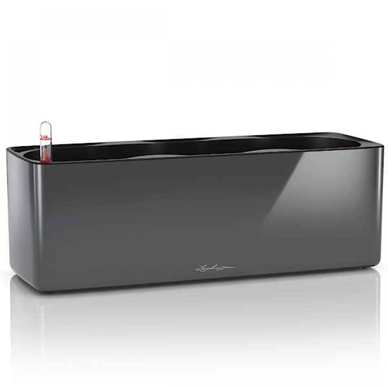CUBE Glossy Triple Charcoal 40x14x14cm Self-Watering Planter-Cachepot LECHUZA - Urban Gardening & Automatic Watering Planters