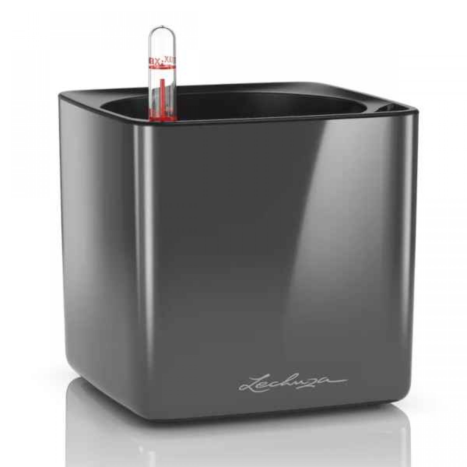 CUBE Glossy 14 Ανθρακί Γκρι 14x14x14cm LECHUZA Αυτοποτιζόμενη Τετράγωνη Γλάστρα - Αυτοποτιζόμενες Τετράγωνες Γλάστρες 