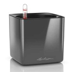 CUBE Glossy 14 Ανθρακί Γκρι 14x14x14cm LECHUZA Αυτοποτιζόμενη Τετράγωνη Γλάστρα - Αυτοποτιζόμενες Τετράγωνες Γλάστρες 