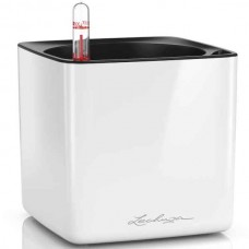 CUBE Glossy 16 White 17x17x16cm LECHUZA Self-Watering Planter - Automatic Watering Planters