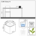 CUBE Glossy 16 Λευκή 17x17x16cm LECHUZA Αυτοποτιζόμενη Τετράγωνη Γλάστρα - Αυτοποτιζόμενες Τετράγωνες Γλάστρες 