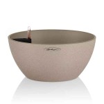 CUBETO Stone 30 Beige D30x13cm Self-Watering Planter-Cachepot LECHUZA Complete - Automatic Watering Bowl Planters