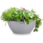 CUBETO Stone 30 Grey D30x13cm Self-Watering Planter-Cachepot LECHUZA Complete - Automatic Watering Bowl Planters