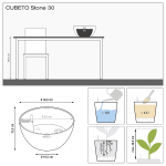 CUBETO Stone 30 Black D30x13cm Self-Watering Planter-Cachepot LECHUZA Complete - Automatic Watering Bowl Planters