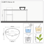CUBETO Stone 40 Μπεζ Δ40x18cm Γλάστρα-Λεκάνη Αυτοποτιζόμενη & Κασπώ LECHUZA - Λεκανοειδείς Αυτοποτιζόμενες Γλάστρες