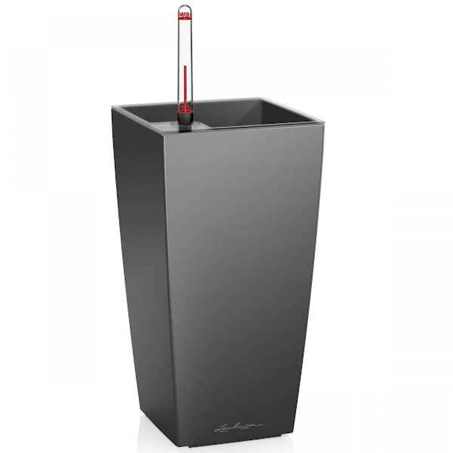 CUBI Maxi Charcoal 14x14x26cm Self-Watering Planter-Cachepot LECHUZA Complete - Automatic Watering Square Planters