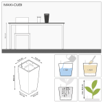 CUBI Maxi Λευκή 14x14x26cm Τετράγωνη Αυτοποτιζόμενη Γλάστρα & Κασπώ LECHUZA - Τετράγωνες Αυτοποτιζόμενες Γλάστρες