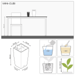 CUBI Mini Λευκή 9x9x18cm Τετράγωνη Αυτοποτιζόμενη Γλάστρα & Κασπώ LECHUZA - Τετράγωνες Αυτοποτιζόμενες Γλάστρες