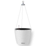 NIDO Cottage 28 White Ø27x23cm Self-Watering Hanging Planter-Cachepot LECHUZA Complete - Automatic Watering Round Planters