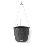 NIDO Cottage 28 Granite Ø27x23cm Self-Watering Hanging Planter-Cachepot LECHUZA Complete - Automatic Watering Round Planters
