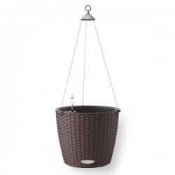 NIDO Cottage 28 Μόκα Ø27x23cm Στρογγυλή Αυτοποτιζόμενη Κρεμαστή Γλάστρα & Κασπώ LECHUZA - Στρογγυλές Αυτοποτιζόμενες Γλάστρες