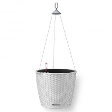 NIDO Cottage 28 Γκρι Ανοιχτό Ø27x23cm Στρογγυλή Αυτοποτιζόμενη Κρεμαστή Γλάστρα & Κασπώ LECHUZA - Στρογγυλές Αυτοποτιζόμενες Γλάστρες