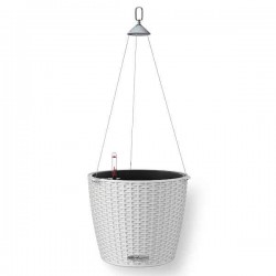 NIDO Cottage 28 Γκρι Ανοιχτό Ø27x23cm Στρογγυλή Αυτοποτιζόμενη Κρεμαστή Γλάστρα & Κασπώ LECHUZA - Στρογγυλές Αυτοποτιζόμενες Γλάστρες